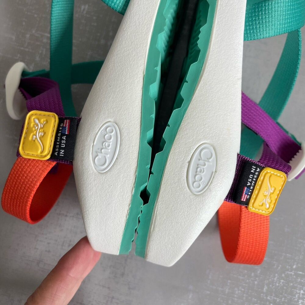 Chaco Women's Aura Z/1 Adjustable Strap Wide-Width Sandal 9 Wide - Green /White - Picture 12 of 12